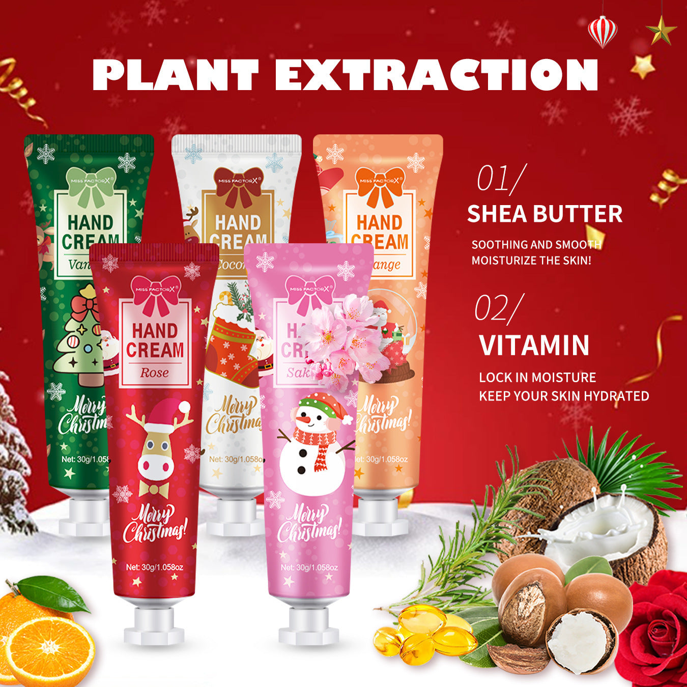5 Flavors Christmas Hand Cream Set